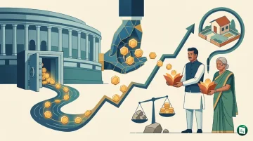 Digital illustration representing financial growth and government support for employees