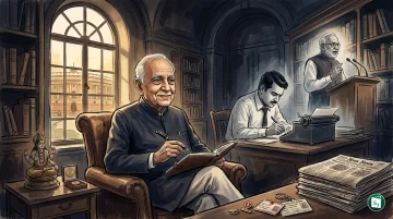Portrait of veteran journalist and politician Balbir Punj