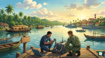 Indian Navy and US Navy divers conducting an Explosive Ordnance Disposal exercise in Kochi