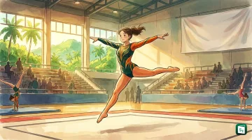 Ariha Pangambam performing an aerobic gymnastics routine at the Asian Championships in Tagaytay City, Philippines
