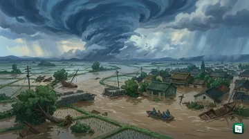 Flooded road in China during Typhoon Dolphin
