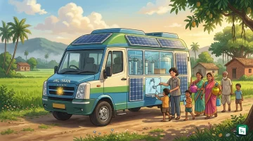 JAL-YAAN mobile water purification van with solar panels displayed in Nagpur