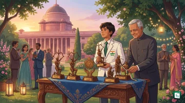 Winners of National Sports Awards 2025 with Arjuna and Dronacharya awardees honoured at Rashtrapati Bhavan ceremony