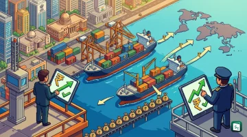 Indian rupee symbol with export cargo containers representing DGFT's new rupee-based export payment rules