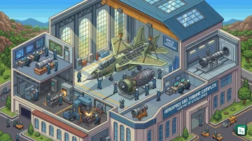 Concept image of AMCA stealth fighter with jet engine and partnership logos representing indigenous combat engine development