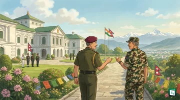 Indian Army Chief General Dhiraj Seth being conferred the honorary rank of General of the Nepali Army by Nepal President Ramchandra Paudel at Sheetal Niwas in Kathmandu