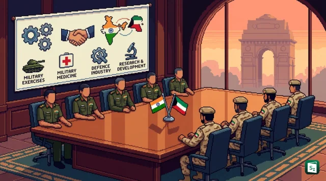 Representatives of India and Kuwait at the inaugural meeting of the India-Kuwait Joint Defence Committee in New Delhi