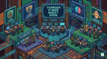 Illustration representing the Terrier Cyber Quest 2026 national hackathon organised by the Territorial Army and CyberPeace