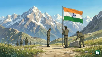 Indian soldiers paying homage at the Kargil War Memorial in Dras on the occasion of Kargil Vijay Diwas
