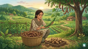 Three GI-tagged agricultural products from Madhya Pradesh: Khurasani Imli, Garadu tuber, and Balam Kakdi