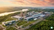 Conceptual illustration of an integrated aluminium manufacturing complex with refinery, smelter, power plant, and downstream facilities