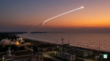 DRDO flight-test of Pinaka Long Range Guided Rocket launching from a multi-barrel rocket launcher at Integrated Test Range, Chandipur