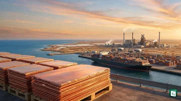 Aerial view of Kutch Copper's copper smelting complex in Mundra, Gujarat