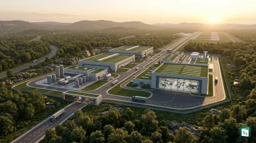 Artistic rendering of the Adani Defence & Aerospace missile manufacturing complex in Shivpuri, Madhya Pradesh