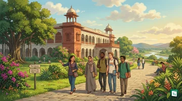 Foreign students on a university campus in India representing diverse nationalities