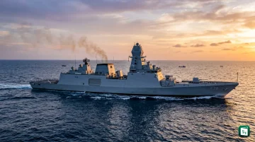 INS Mahendragiri (F38), the sixth Project 17A stealth frigate, during its commissioning ceremony at Visakhapatnam