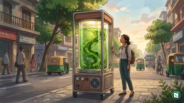 The Smart Algal Liquid Tree (SALT) developed by CSIR-CIMFR, a mobile photobioreactor unit with microalgae for urban air purification