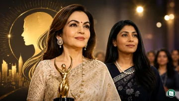 Nita Ambani receiving the Fortune India Most Powerful Women award at the Four Seasons Hotel in Mumbai