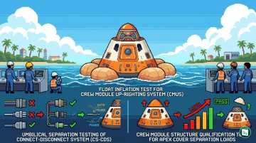 ISRO Gaganyaan crew module undergoing qualification tests on a test rig
