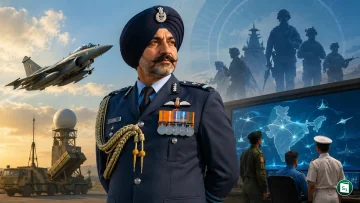 Air Marshal Tejinder Singh laying a wreath at the National War Memorial after assuming charge as CISC
