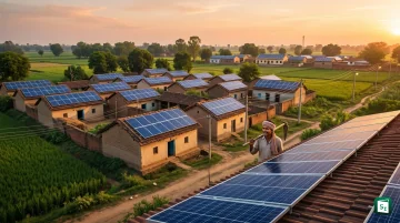 Solar panels installed on residential rooftops in Uttar Pradesh under the PM-Surya Ghar Muft Bijli Yojana