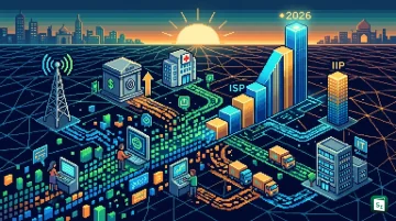 A conceptual image representing India's services sector with graphs and charts showing the new Index of Services Production