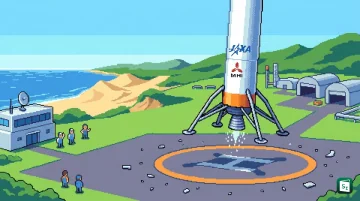JAXA's RV-X reusable rocket prototype during its inaugural lift-off and landing test at the Noshiro Testing Center in Japan