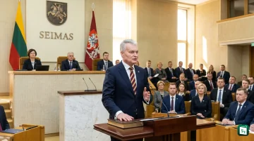 Mindaugas Sinkevicius taking oath as Prime Minister of Lithuania