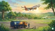 Akasa Air aircraft on tarmac with BPCL fuel truck, representing partnership for Sustainable Aviation Fuel