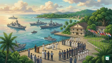 Indian Navy personnel and multinational participants at the opening ceremony of Operation Southern Readiness 26-2 at Southern Naval Command, Kochi