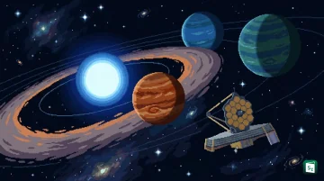 Artist's concept of the Beta Pictoris planetary system showing the newly discovered giant exoplanet Beta Pictoris d