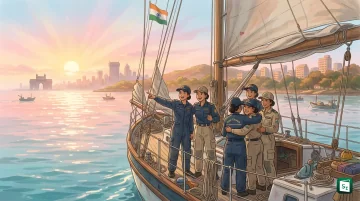 Defence Minister Rajnath Singh virtually flags in the all-women Tri-Service circumnavigation expedition Samudra Pradakshina at the Gateway of India, Mumbai