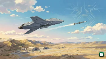 Anduril YFQ-44A Fury drone in flight carrying AIM-120 AMRAAM air-to-air missiles under its wings