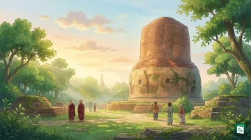 The Dhamek Stupa at Sarnath, the ancient Buddhist site in Varanasi, Uttar Pradesh