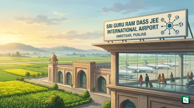 Sri Guru Ram Dass Jee International Airport terminal building in Amritsar, Punjab
