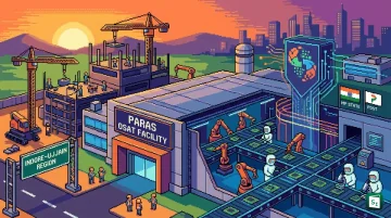 Artistic rendering of a semiconductor chip packaging facility representing the proposed OSAT plant in Madhya Pradesh