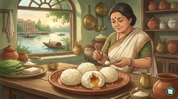 Jolbhora Sandesh, a traditional Bengali sweet from Chandannagar, displayed on a plate