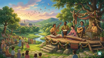 Musical instruments and notes symbolizing World Music Day 2026 celebration