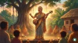 Teejan Bai performing Pandavani with a tambura in her hand