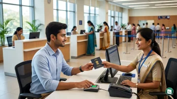 A collage showing the Indian passport, Passport Seva Kendra signage, and digital passport services interface