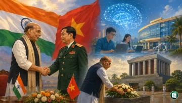 Union Minister Rajnath Singh with Vietnamese leaders during his official visit