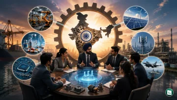 A symbolic image representing industrial manufacturing and trade in India