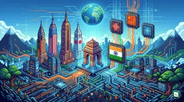Infographic representing India's growth in the global digital economy and AI landscape