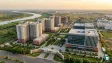 Aerial view of a modern residential and office complex infrastructure