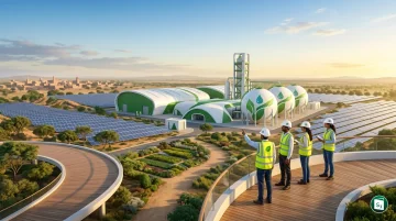 Industrial green hydrogen production facility representing clean energy investment