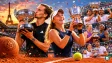 Alexander Zverev and Mirra Andreeva posing with French Open trophies