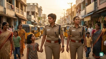 A group of women police officers in uniform during a formal ceremony