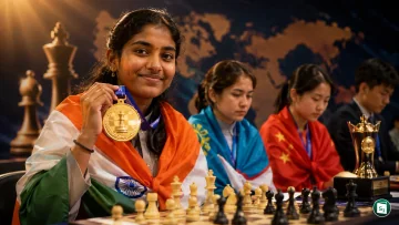 Savitha Baskar posing with her gold medal at the Asian Individual Chess Championship 2026