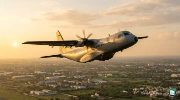 India's first domestically manufactured C295 aircraft during its test flight