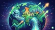 Digital representation of economic growth charts and the World Bank logo